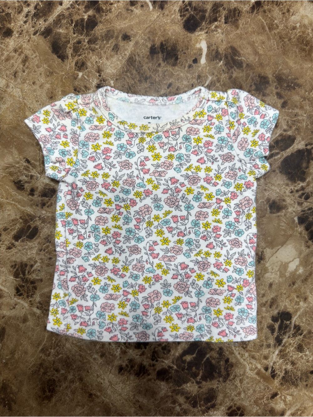 Carter's White Floral Short Sleeve Tee for Babies